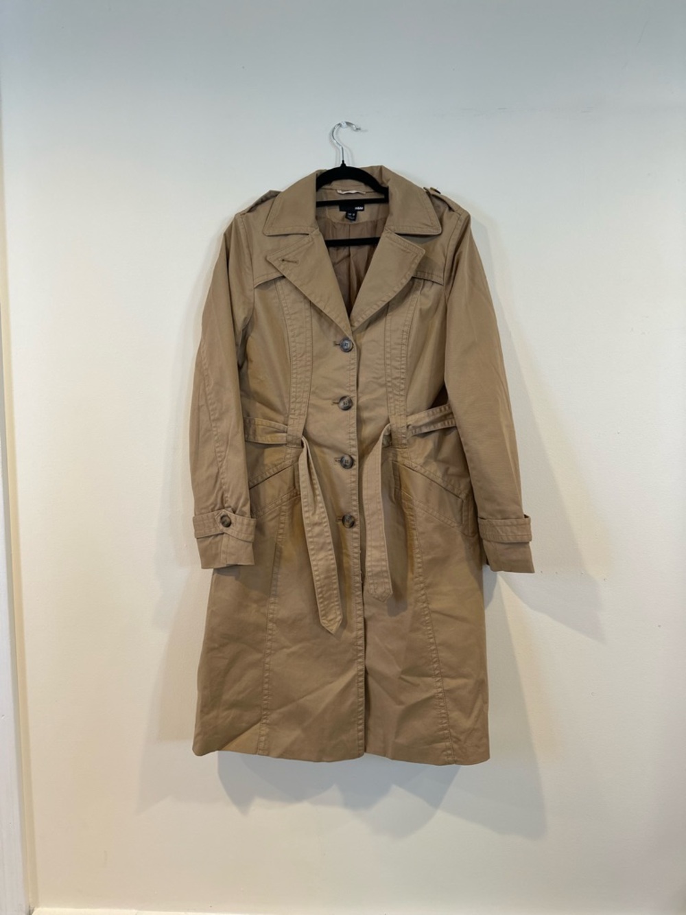 H&M Beige Trench Coat with Waist Tie